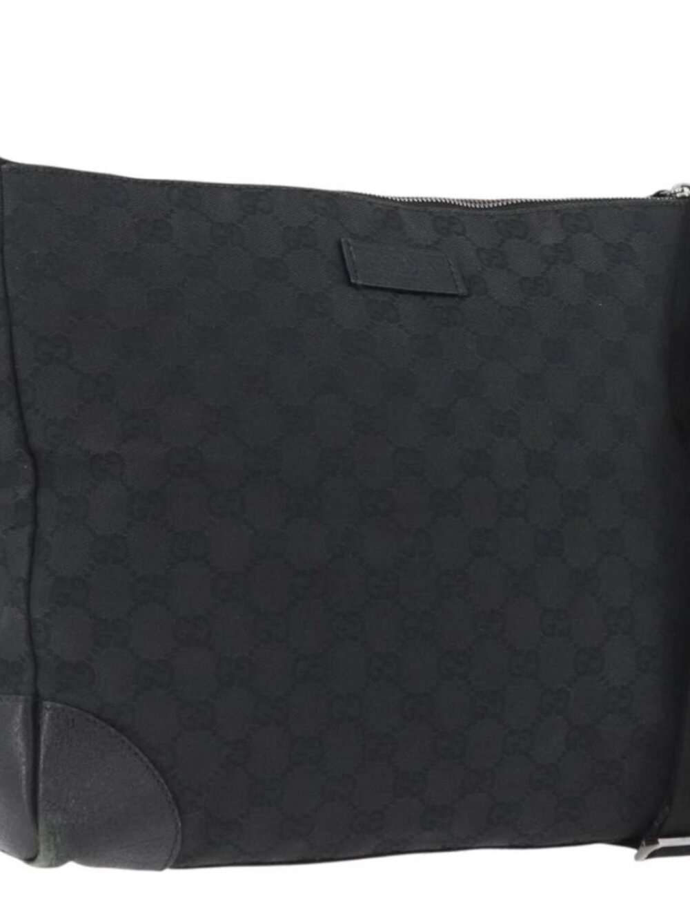 GUCCI GG Canvas Shoulder Bag Black Silver 110054 Auth ka2902